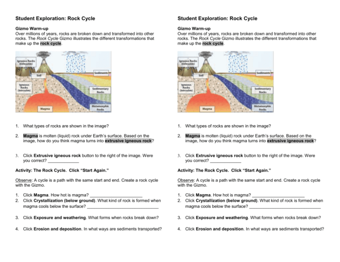 Rock cycle gizmo answer key