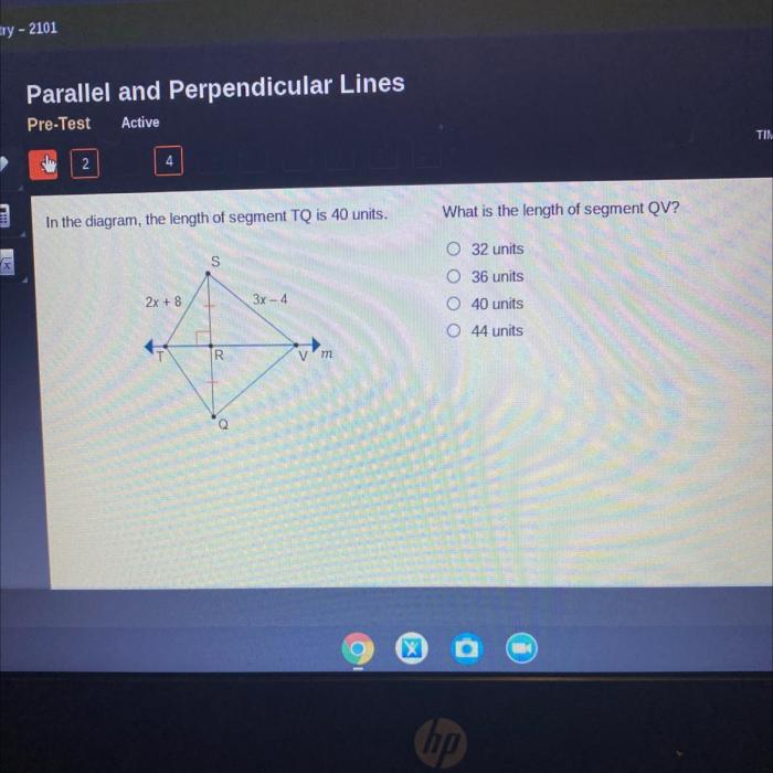 What is the length of segment qv