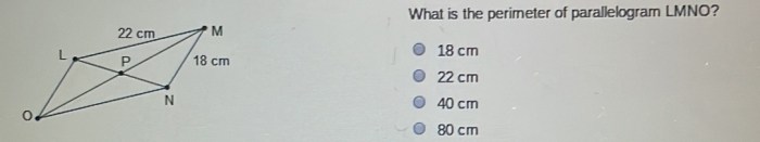 What is the perimeter of parallelogram lmno