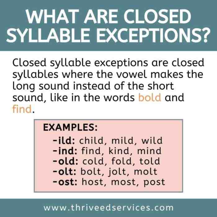 What is a closed syllable exception