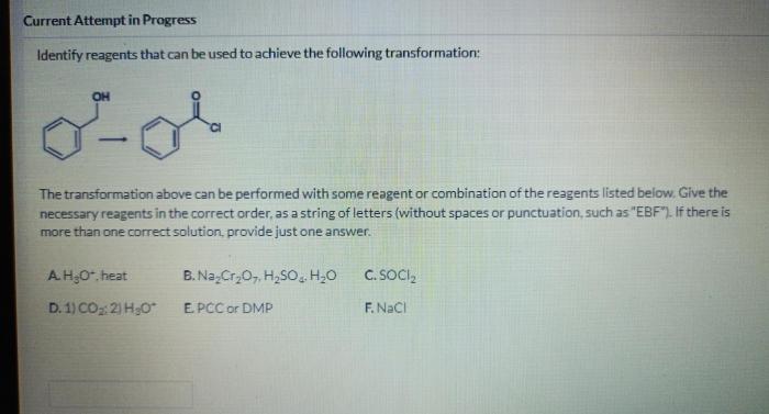 Identify reagents that can be used for the following transformation