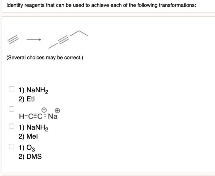 Identify reagents that can be used for the following transformation